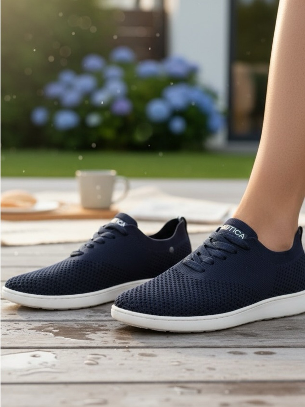 Nautica Women's Navy Blue Knit Breathable Sneakers - Size 10